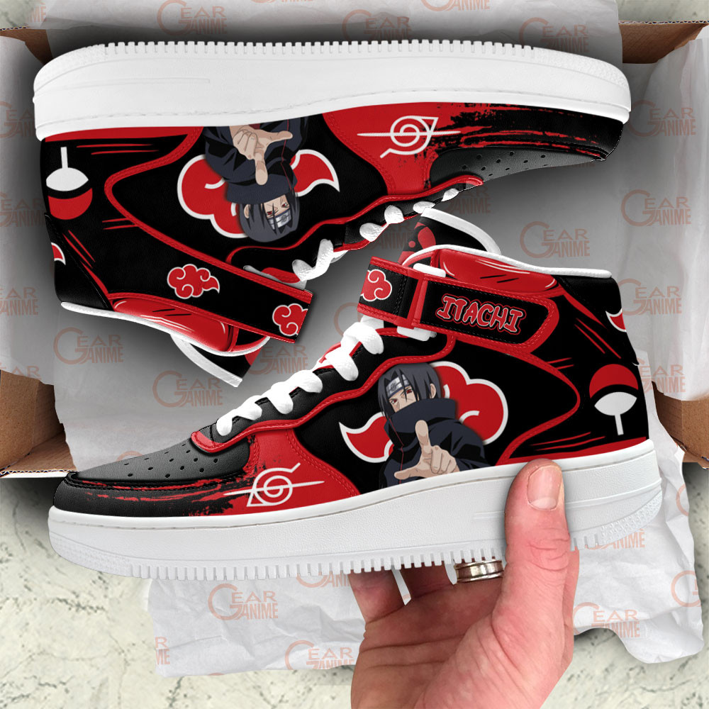 Itachi Uchiha Sneakers Air Mid Custom Akatsuki Anime Shoes
