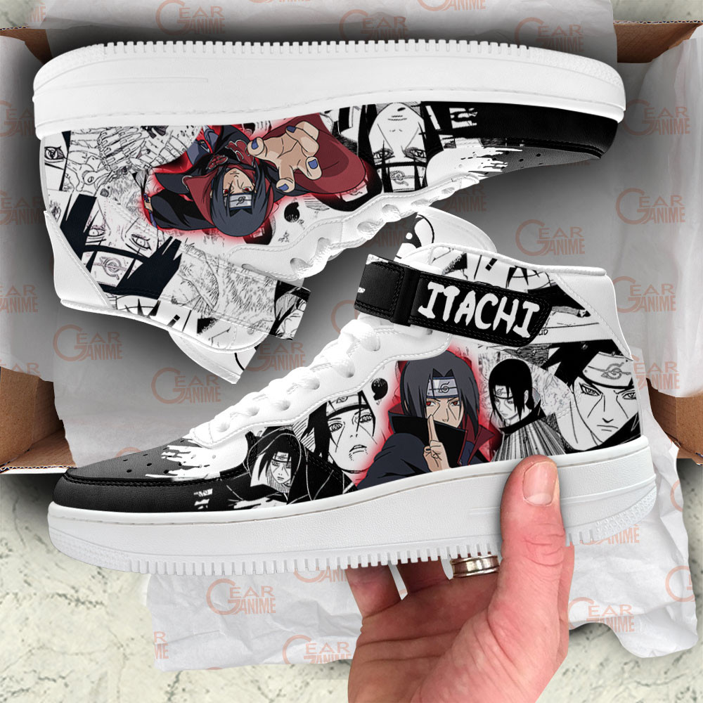 Itachi Uchiha Sneakers Air Mid Custom Anime Shoes Mix Manga