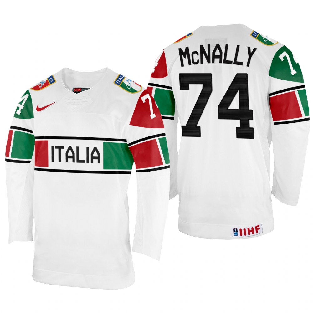 Italy Brandon McNally 2022 IIHF World Championship White #74 Jersey Home