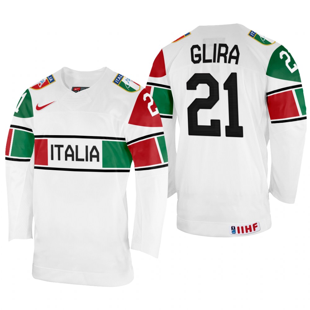 Italy Daniel Glira 2022 IIHF World Championship White #21 Jersey Home