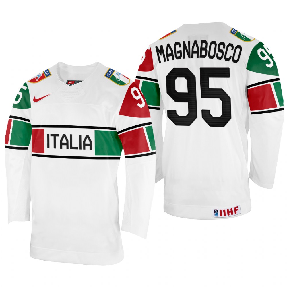 Italy  Marco Magnabosco 2022 IIHF World Championship White #95 Jersey Home