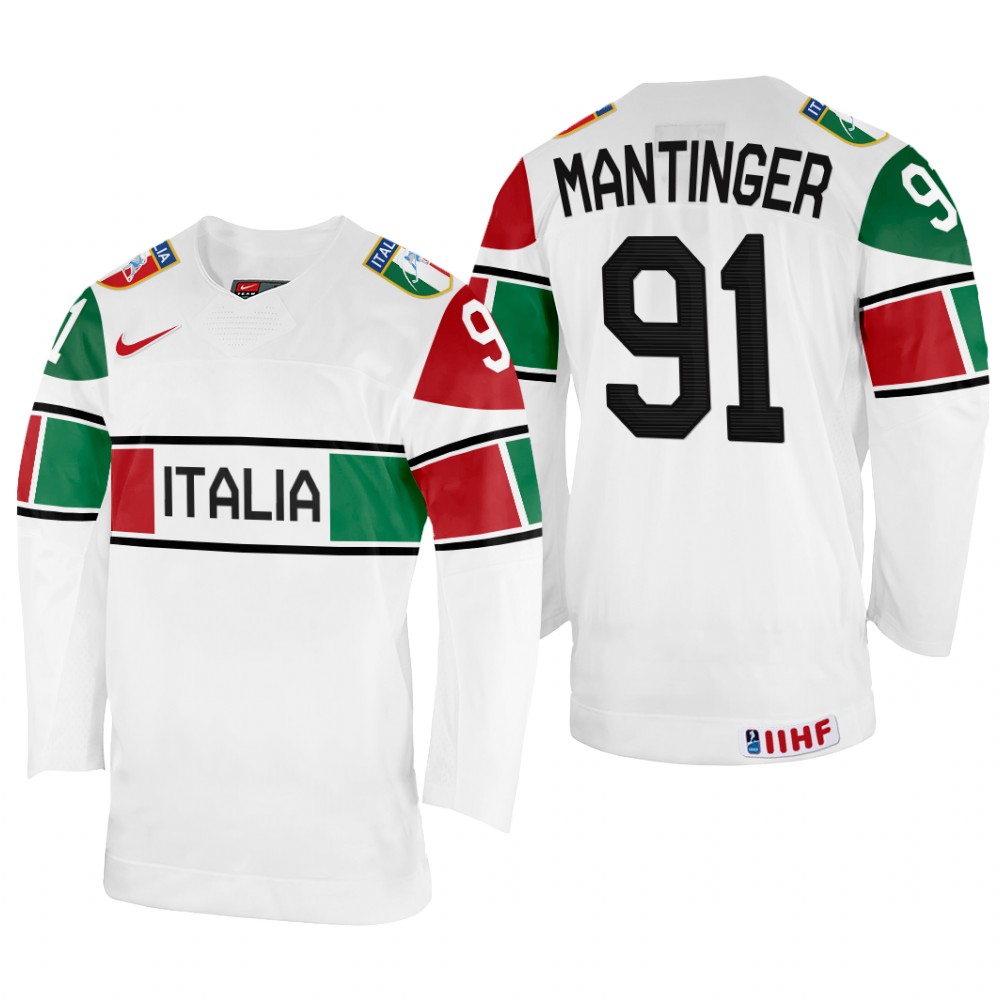 Italy Matthias Mantinger 2022 IIHF World Championship White #91 Jersey Home