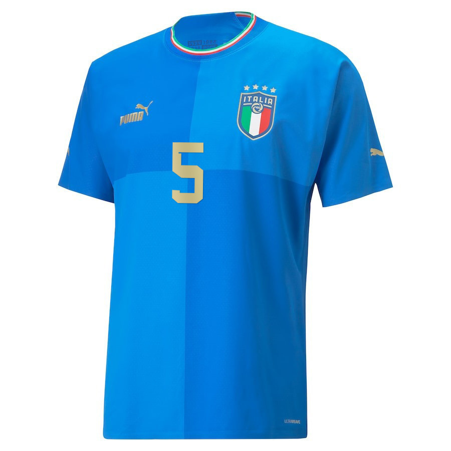 Italy National Team 2022/23 Gianluca Mancini 5 Home Blue Men Soccer Jersey