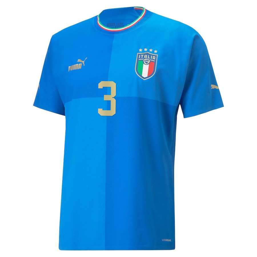 Italy National Team 2022/23 Leonardo Spinazzola 3 Home Blue Men Soccer Jersey