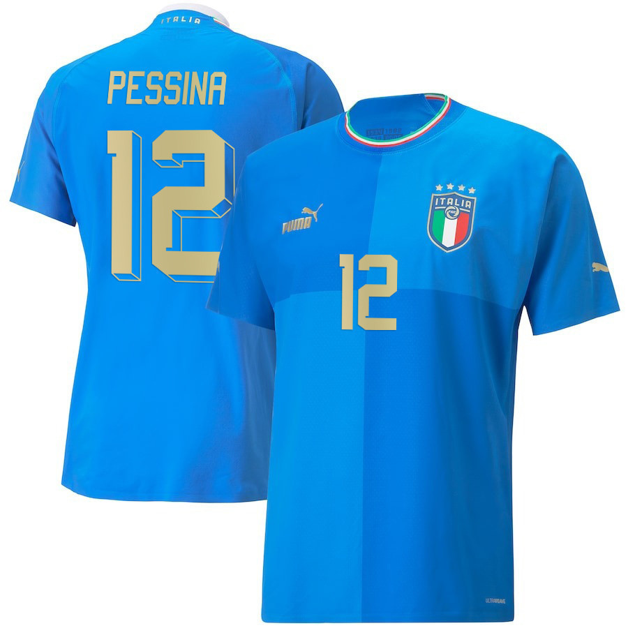 Italy National Team 2022/23 Matteo Pessina 12 Home Blue Men Soccer Jersey