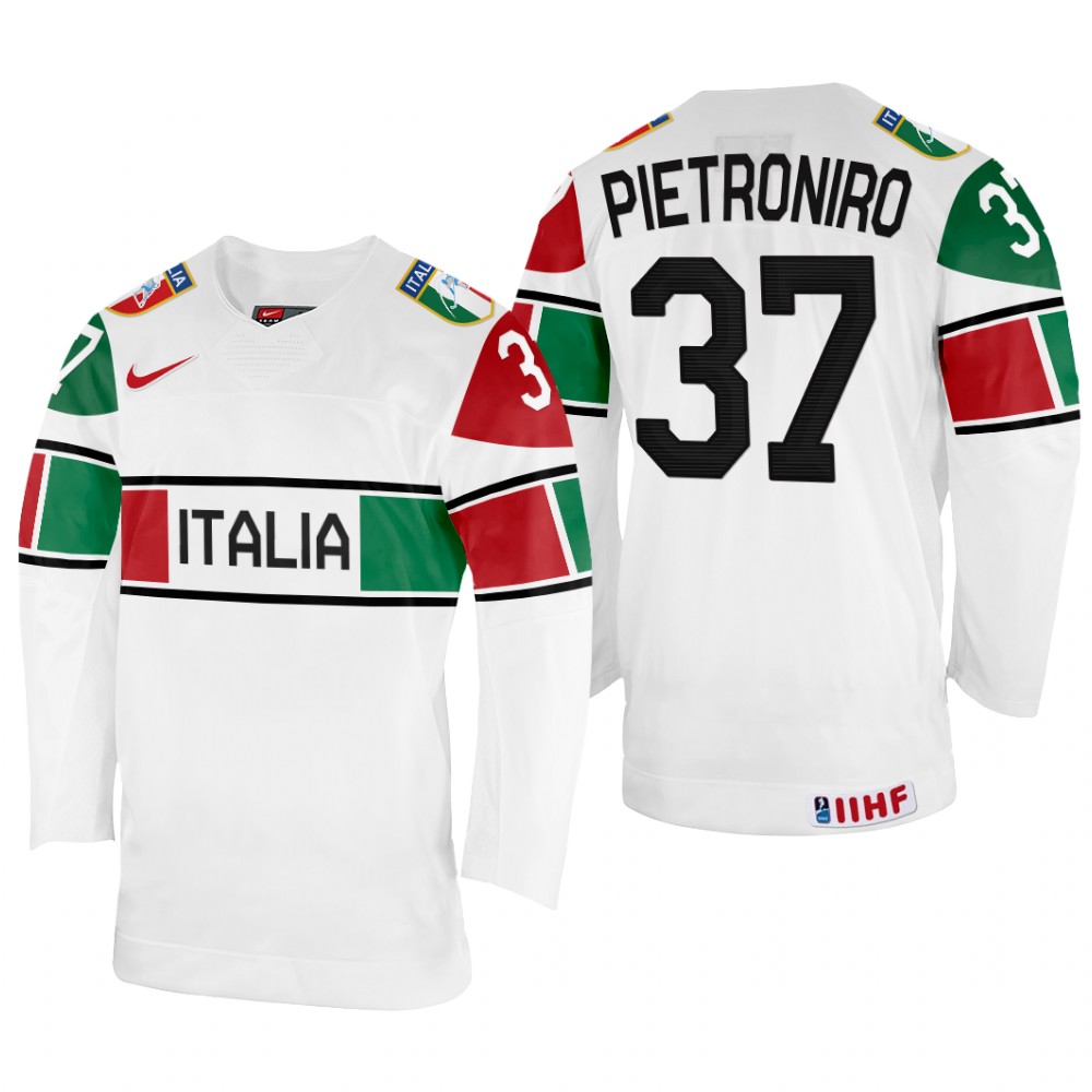 Italy Phil Pietroniro 2022 IIHF World Championship White #37 Jersey Home