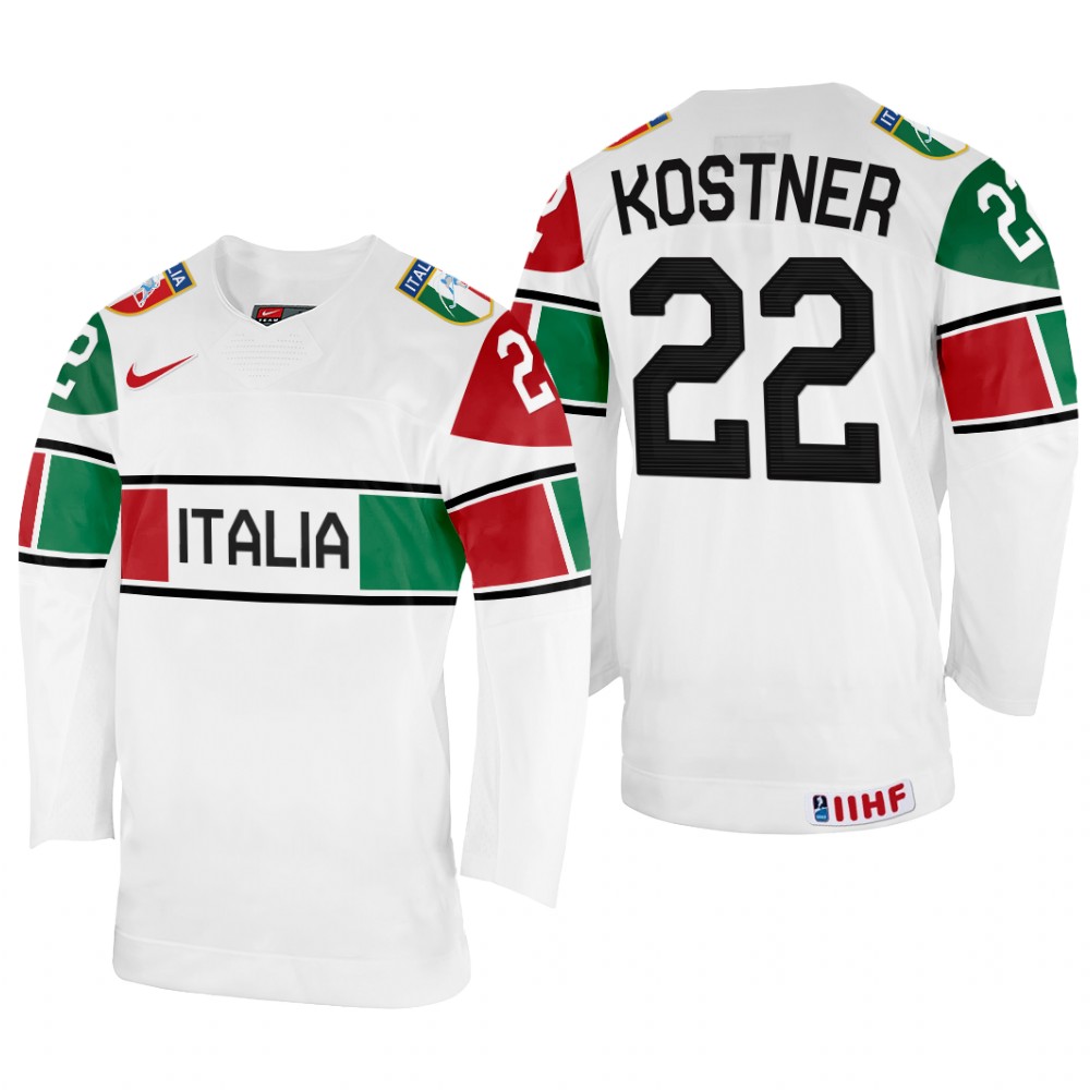 Italy Simon Kostner 2022 IIHF World Championship White #22 Jersey Home