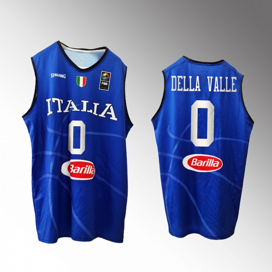 Italy Team #0 Amedeo Della Valle 2023 FIBA World Cup Home Men Jersey Blue