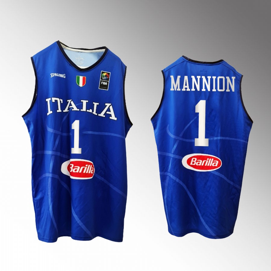 Italy Team #1 Nico Mannion 2023 FIBA World Cup Home Men Jersey Blue