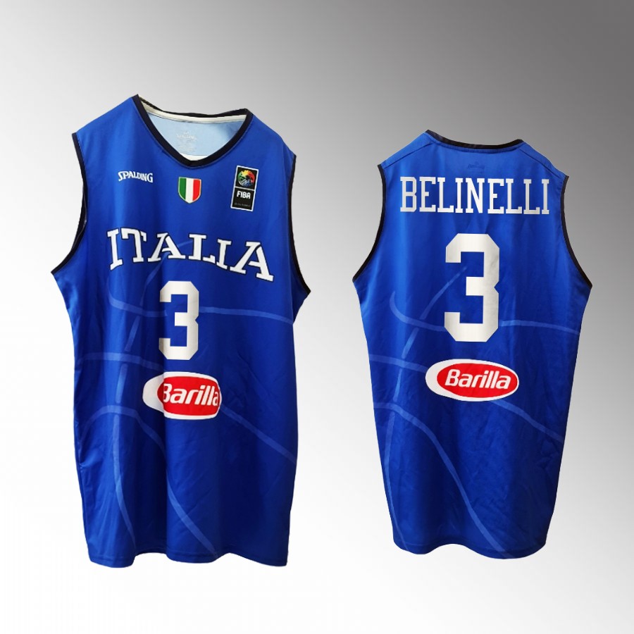 Italy Team #3 Marco Belinelli 2023 FIBA World Cup Home Men Jersey Blue