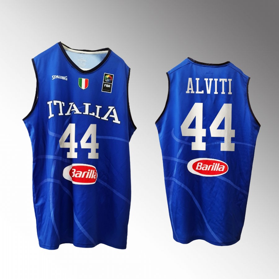 Italy Team #44 Davide Alviti 2023 FIBA World Cup Home Men Jersey Blue
