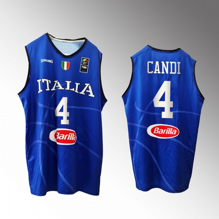 Italy Team #4 Leonardo Candi 2023 FIBA World Cup Home Men Jersey Blue