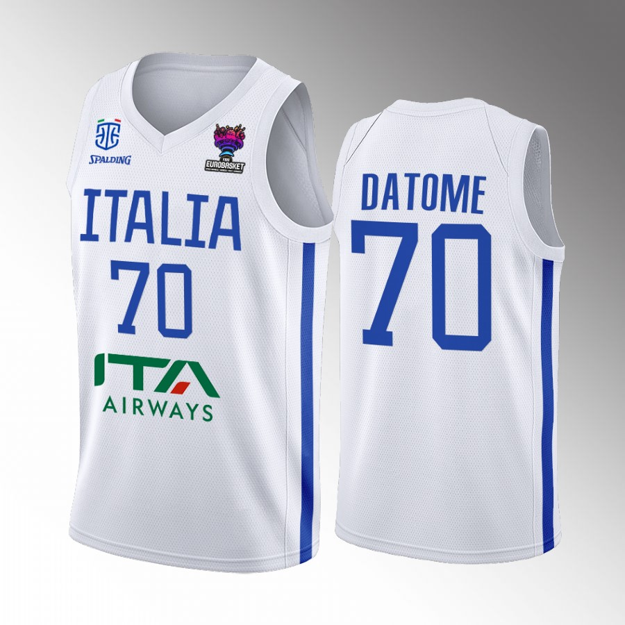Italy Team #70 Luigi Datome EuroBasket 2022 Away Men Jersey White