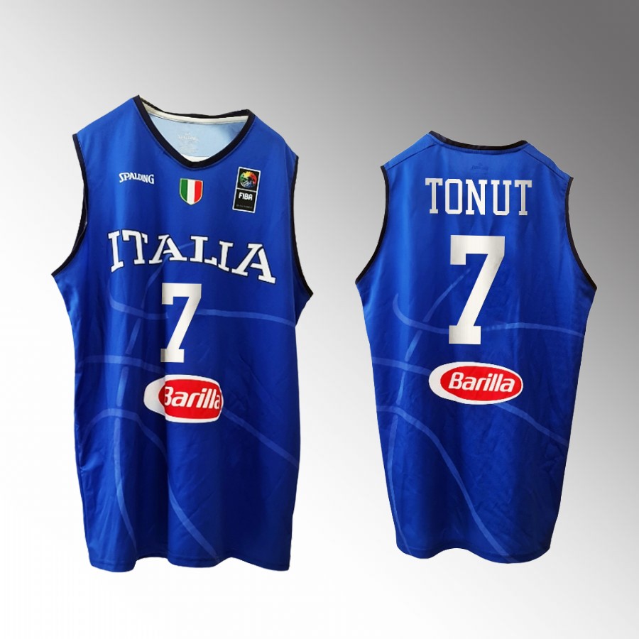 Italy Team #7 Stefano Tonut 2023 FIBA World Cup Home Men Jersey Blue