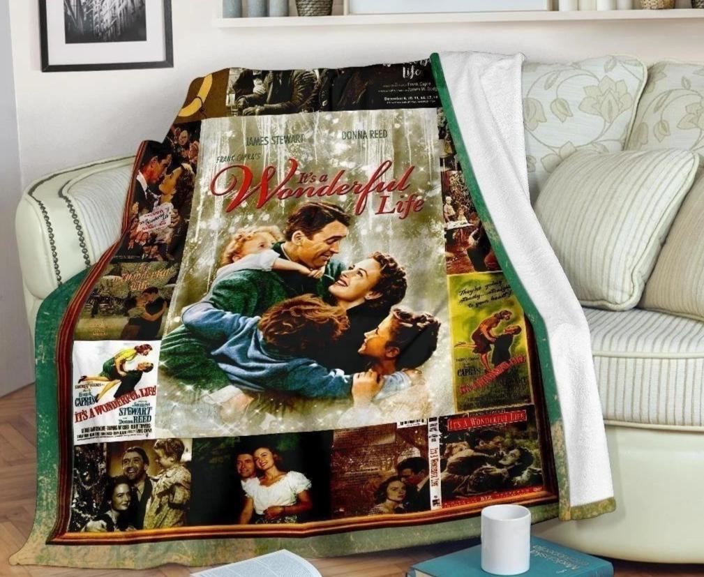 Its Wonderful Life Vintage Old Movies Fleece Blanket