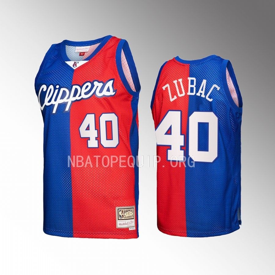 Ivica Zubac #40 Los Angeles Clippers Hardwood Classics Royal Red Split Swingman Jersey