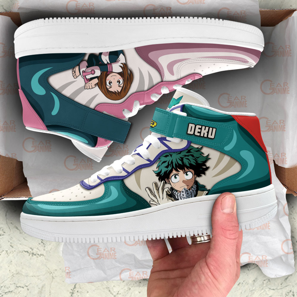 Izuku and Ochako Sneakers Air Mid Custom My Hero Academia Anime Shoes