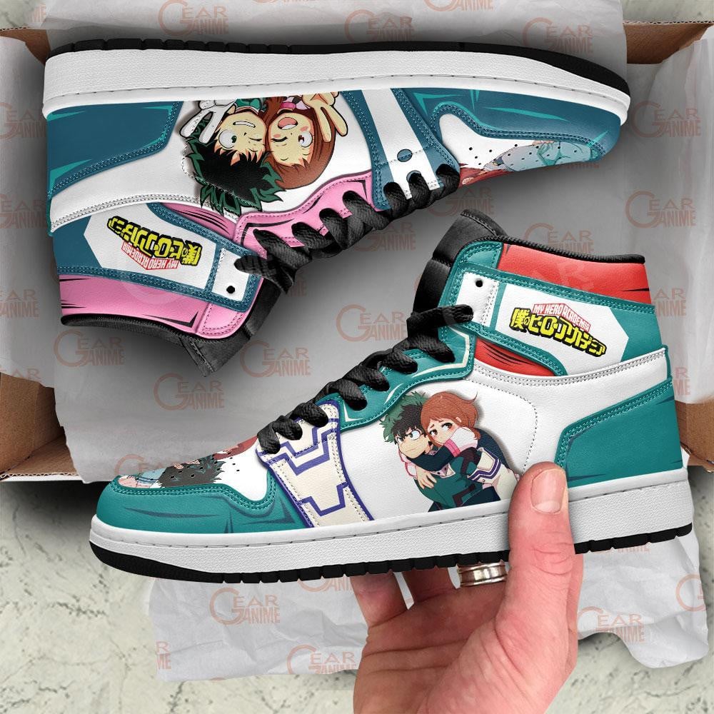 Izuku and Uraraka JD1s Sneakers My Hero Academia Anime Shoes, Air Jordan Hightop