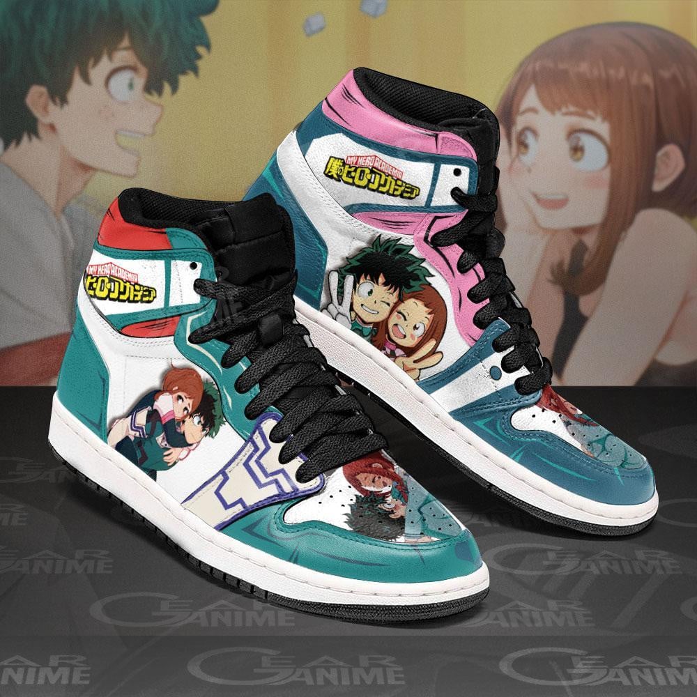 Izuku and Uraraka JD1s Sneakers My Hero Academia Anime Shoes, Air Jordan Hightop