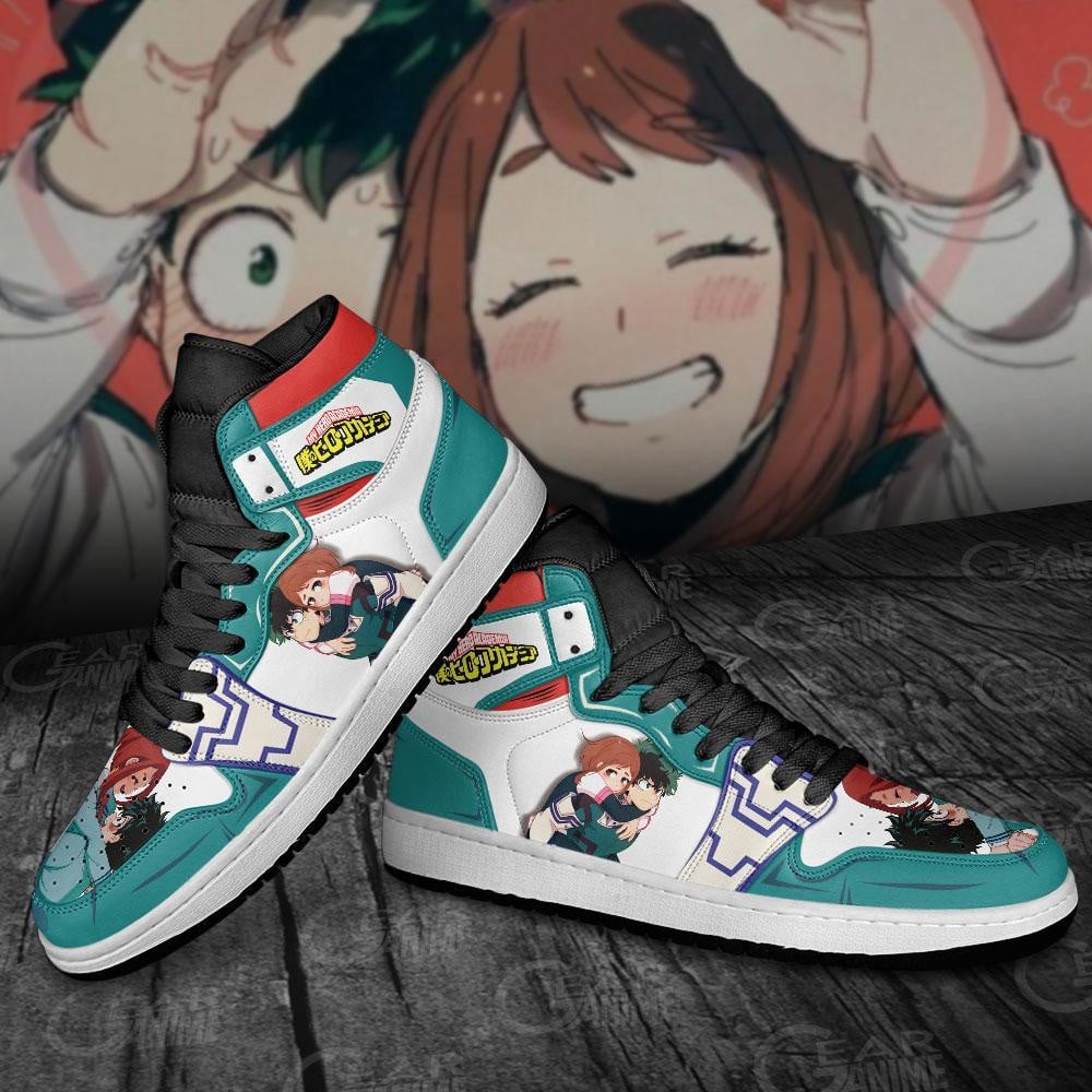 Izuku and Uraraka JD1s Sneakers My Hero Academia Anime Shoes, Air Jordan Hightop