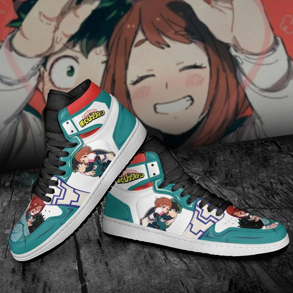 Izuku and Uraraka My Hero Academia anime High Top Air Jordan Sneaker, Air Jordan Hightop