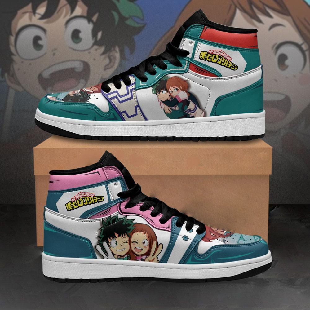 Izuku and Uraraka My Hero Academia anime High Top Air Jordan Sneaker, Air Jordan Hightop