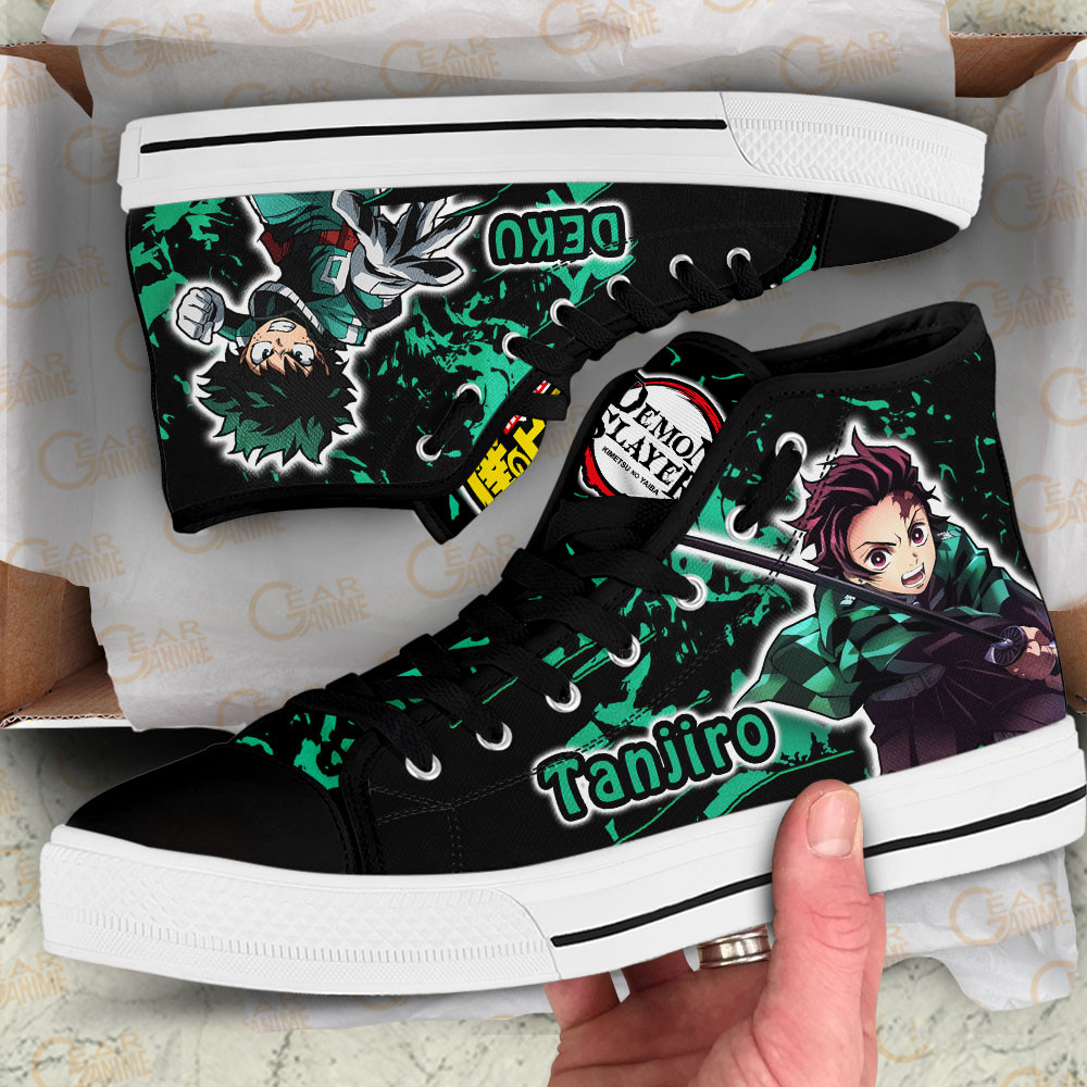 Izuku Midoriya and Tanjiro High Top Shoes Anime Sneakers