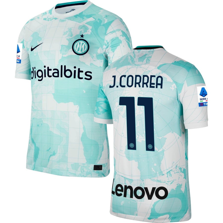 J. Correa 11 Inter Milan Serie A Patch Men 2022/23 Away Jersey – White