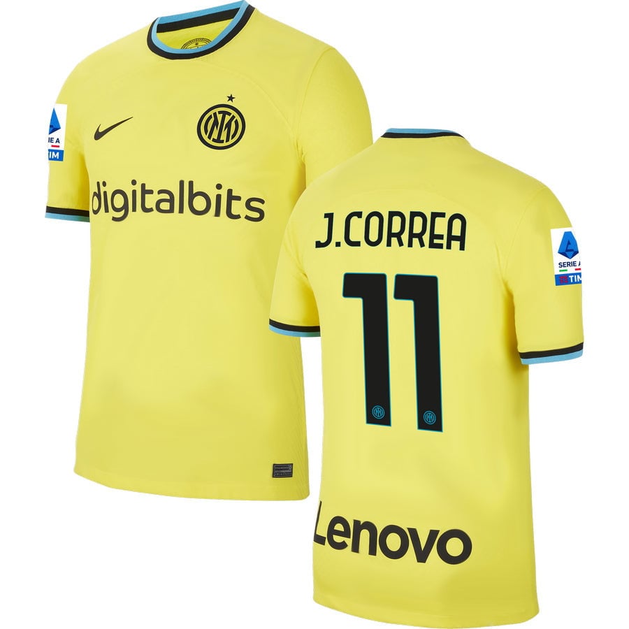 J. Correa 11 Inter Milan Serie A Patch Men 2022/23 Third Jersey – Yellow