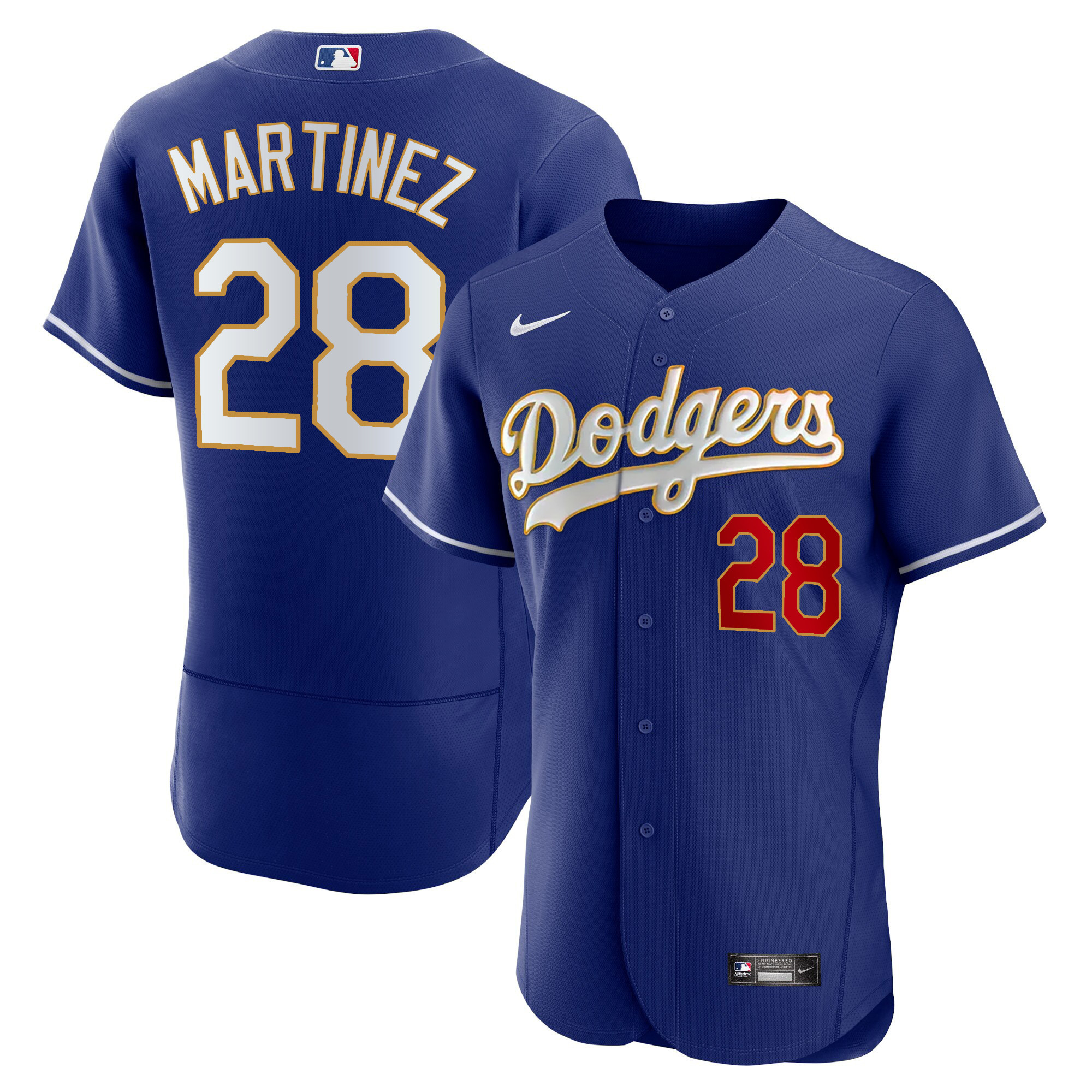 J.D. Martinez Men's Los Angeles Dodgers Gold Trim Flex Base Royal Jersey - All Stitched