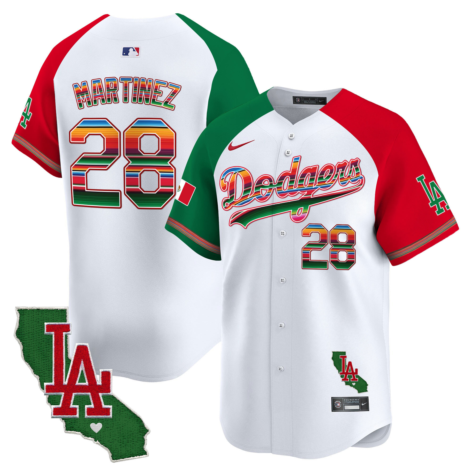 J.D. Martinez Men's Los Angeles Dodgers Mexico California Patch Vapor Premier Limited Alternate Jersey - All Stitched