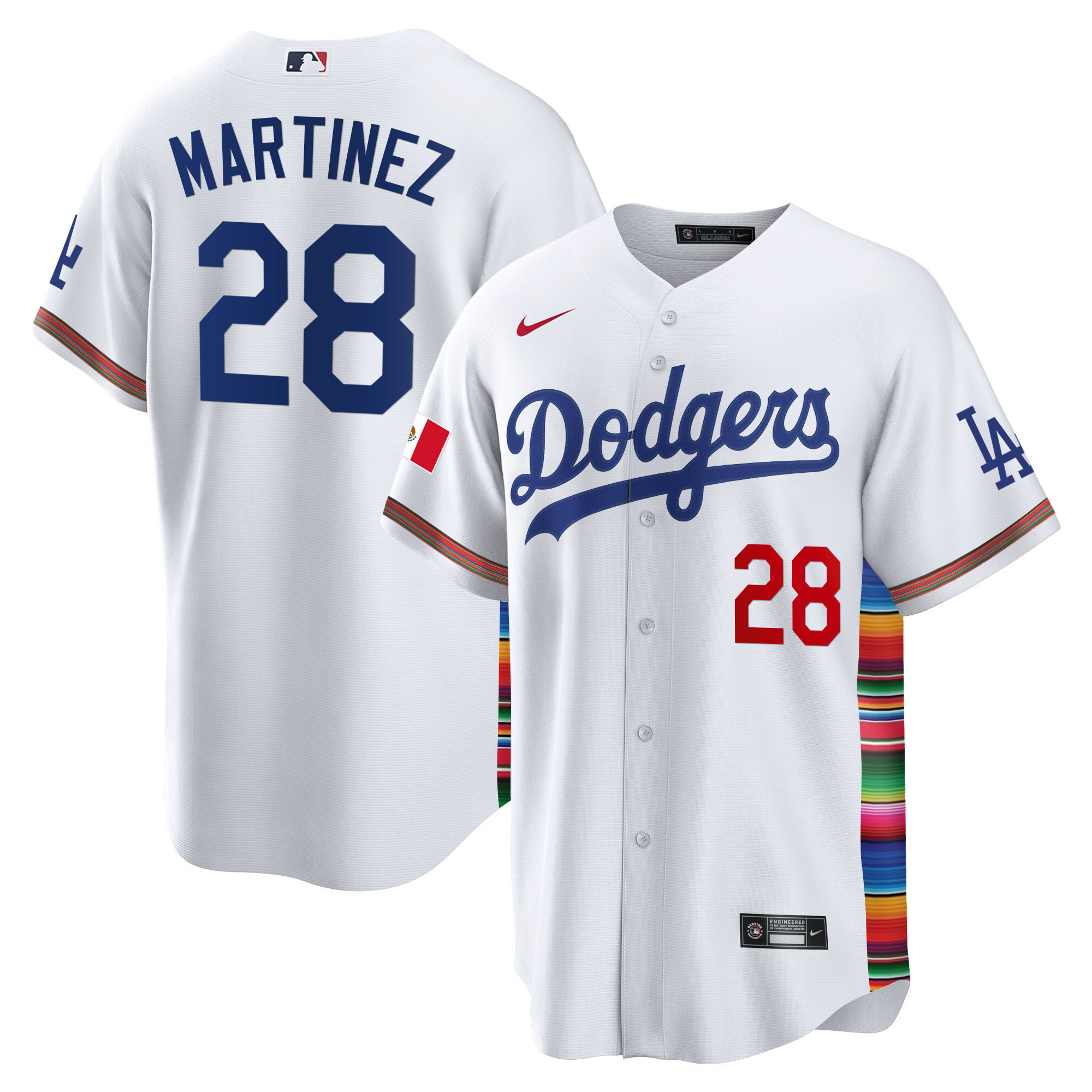 J.D. Martinez Men's Los Angeles Dodgers Mexico Cool Base Limited V2 White Jersey - All Stitched