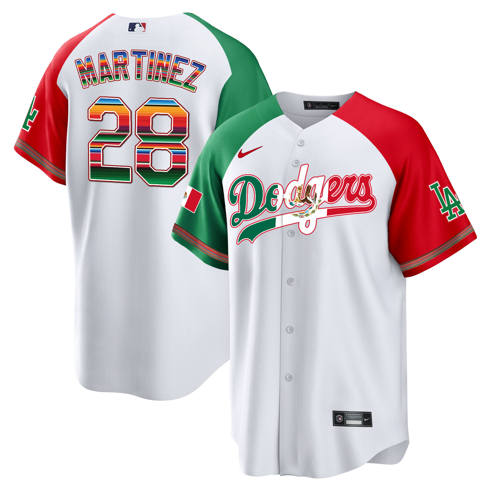 J.D. Martinez Men's Los Angeles Dodgers Mexico Cool Base Limited V4 Alternate Jersey - All Stitched