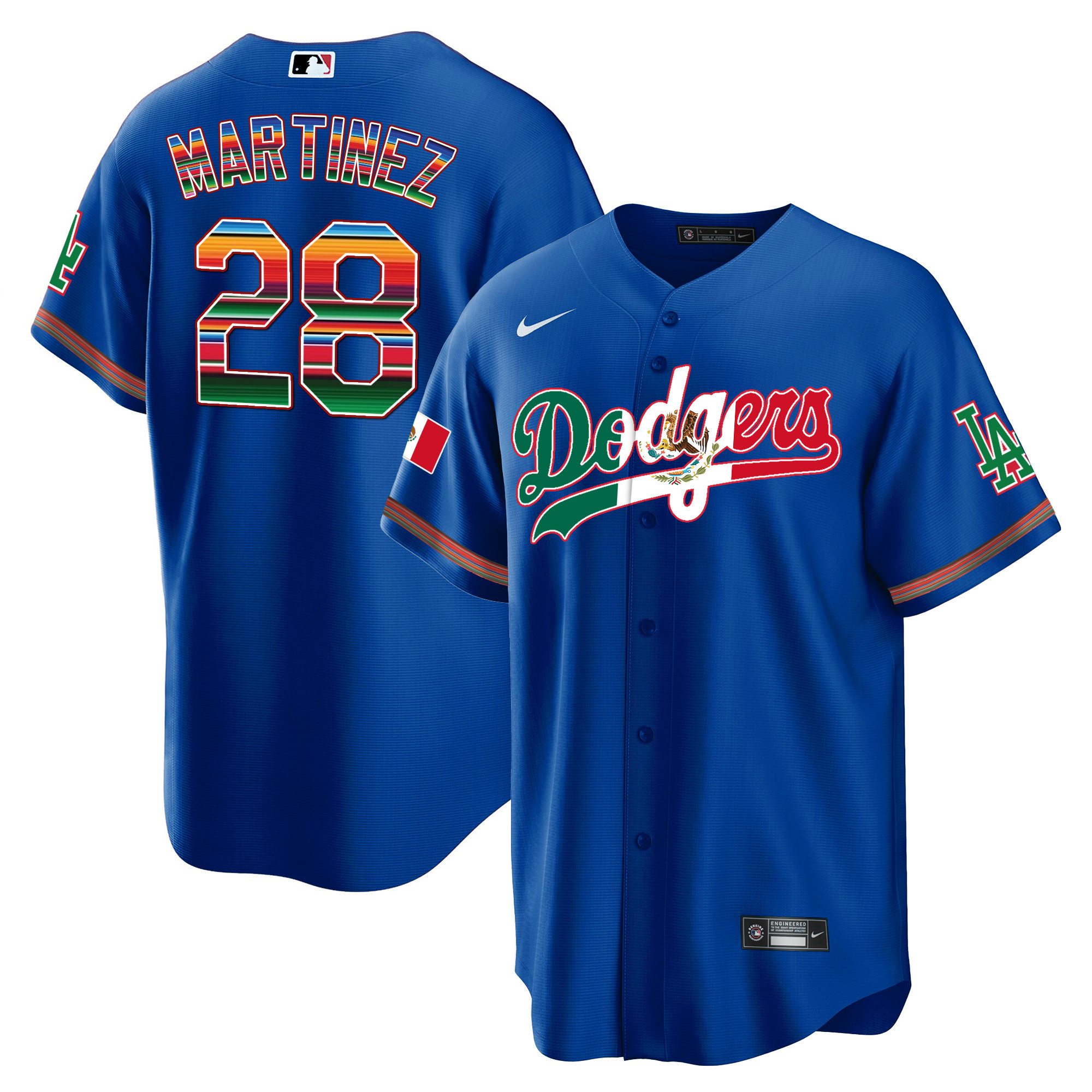 J.D. Martinez Men's Los Angeles Dodgers Mexico Cool Base Limited V4 Royal Jersey - All Stitched