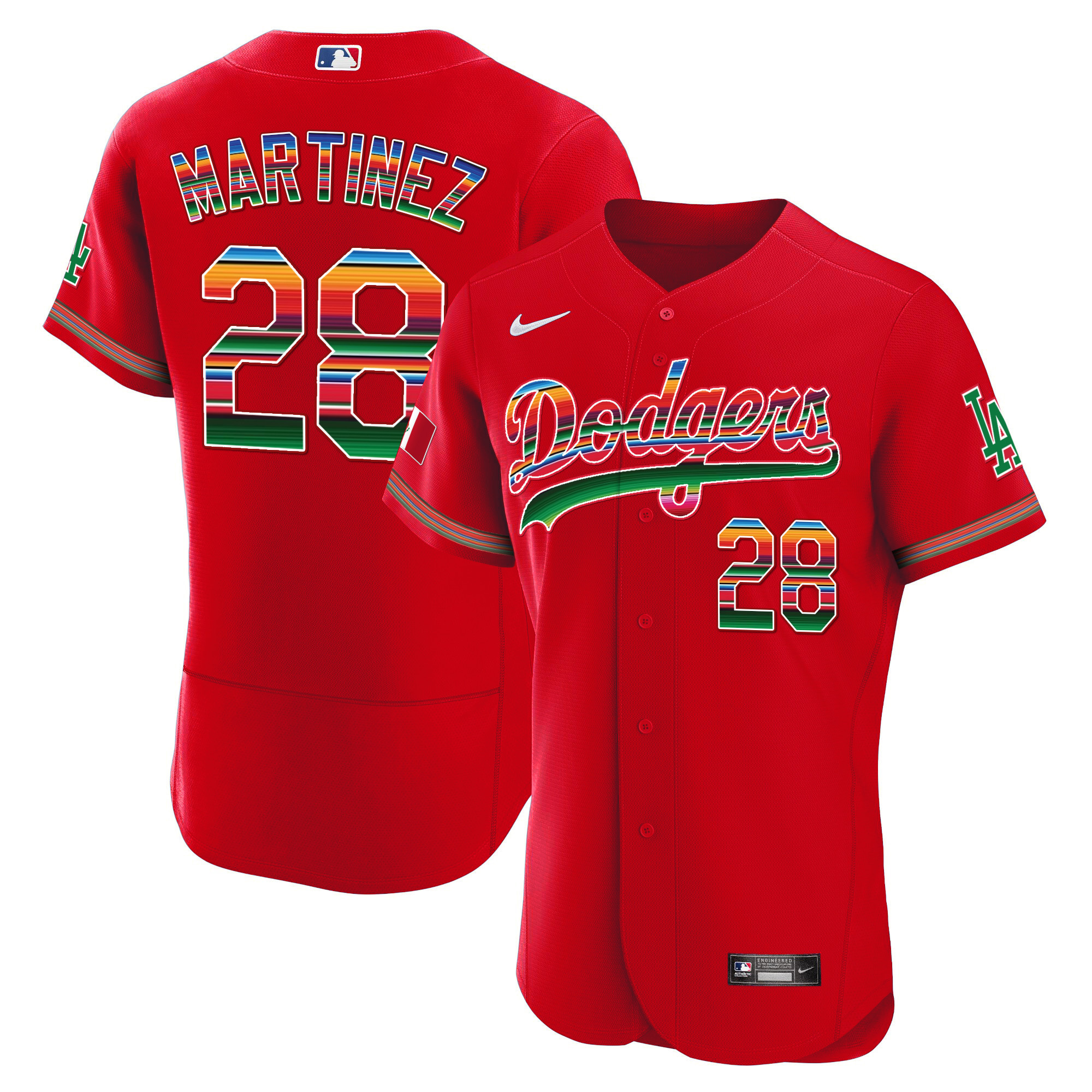 J.D. Martinez Men's Los Angeles Dodgers Mexico Flex Base Limited Red Jersey - All Stitched