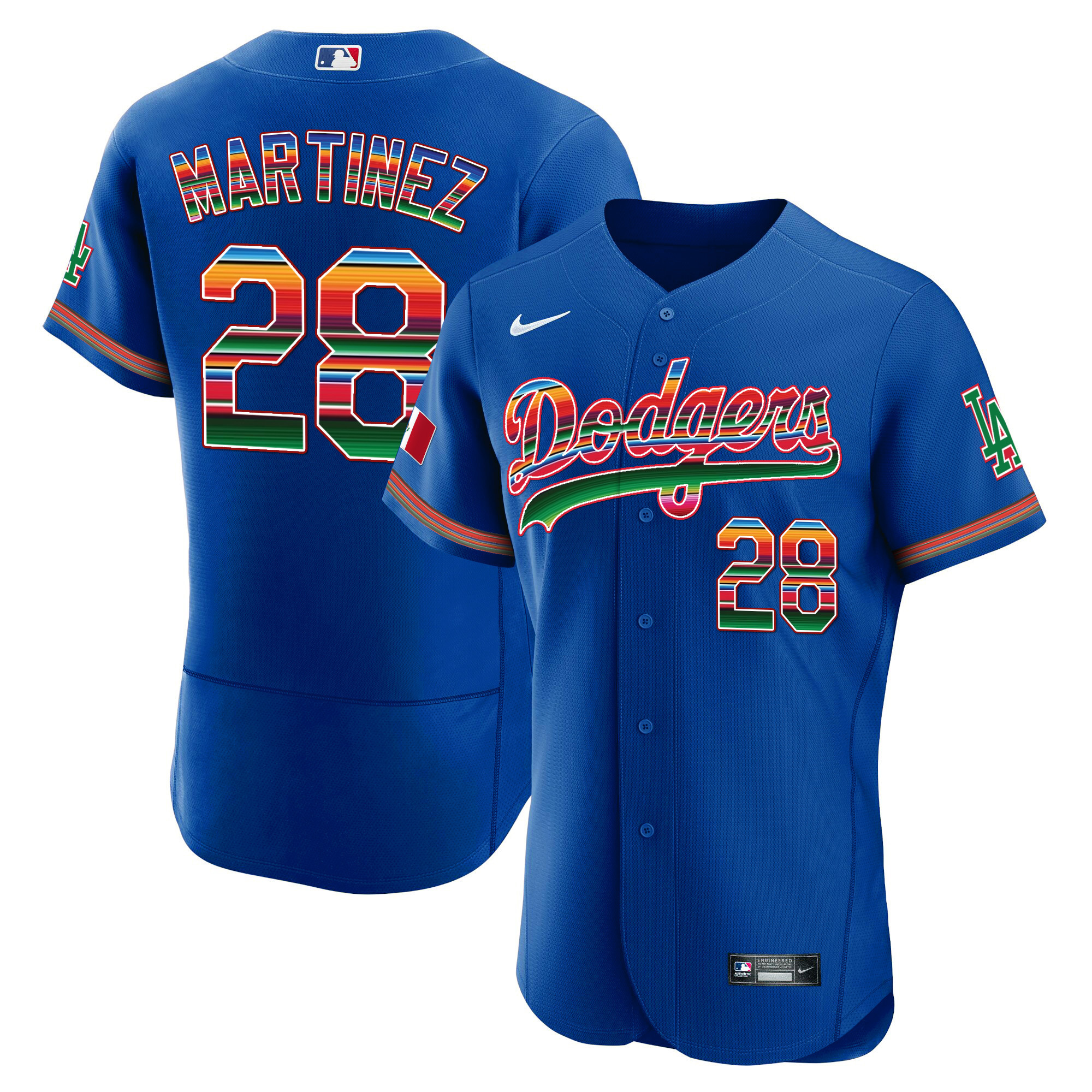 J.D. Martinez Men's Los Angeles Dodgers Mexico Flex Base Limited Royal Jersey - All Stitched