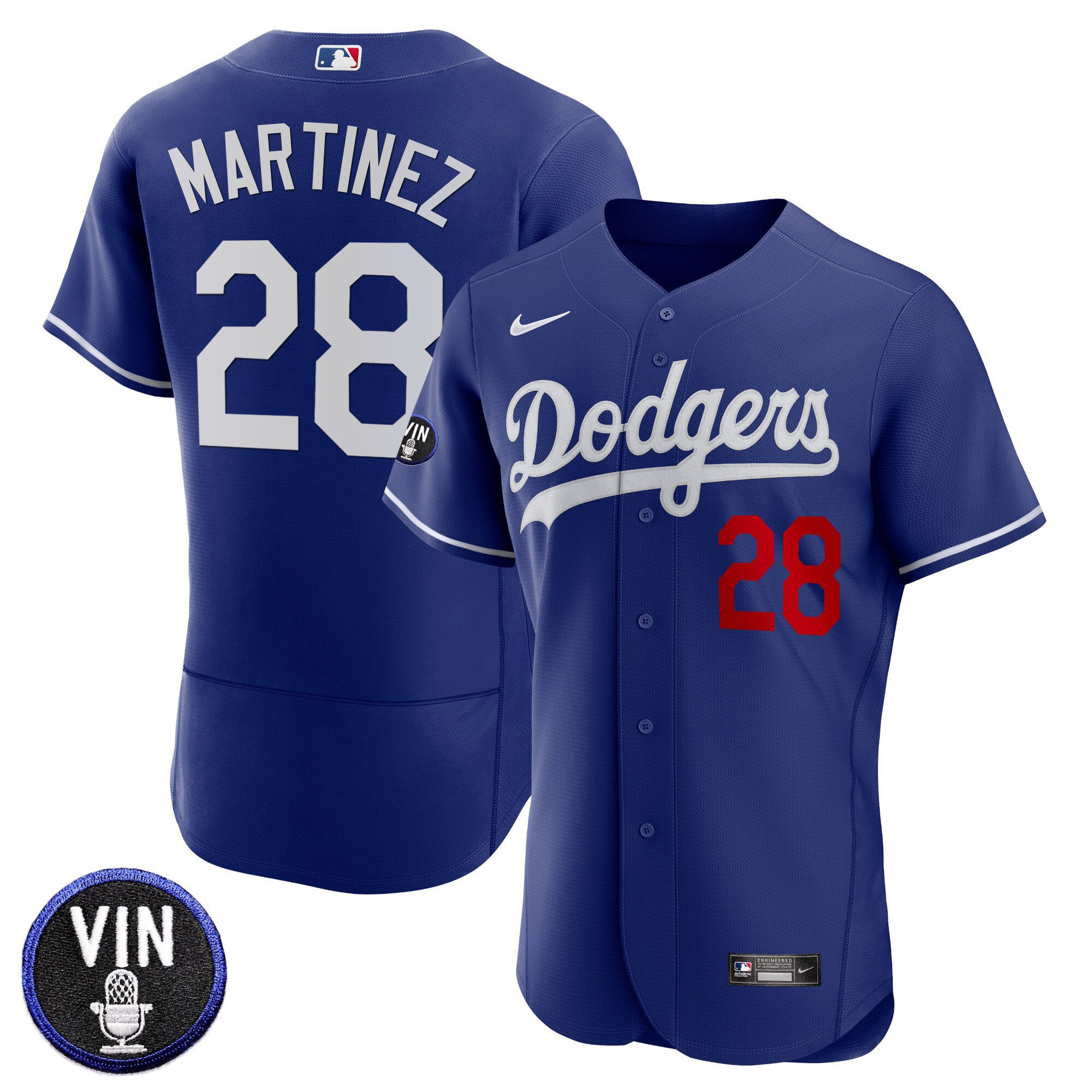 J.D. Martinez Men's Los Angeles Dodgers Vin Scully Patch Flex Base Royal Jersey - All Stitched