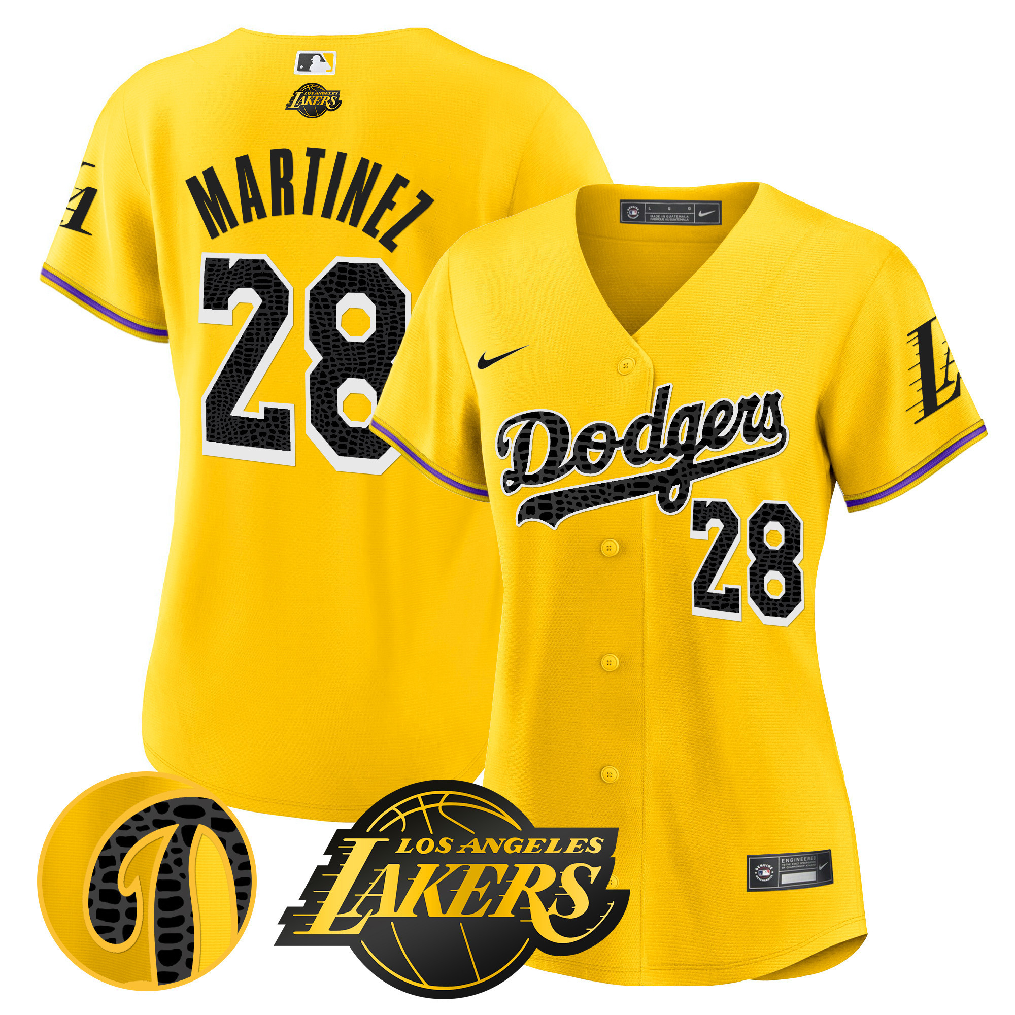 J.D. Martinez Women's Los Angeles Dodgers Cool Base Mamba Gold Jersey - All Stitched