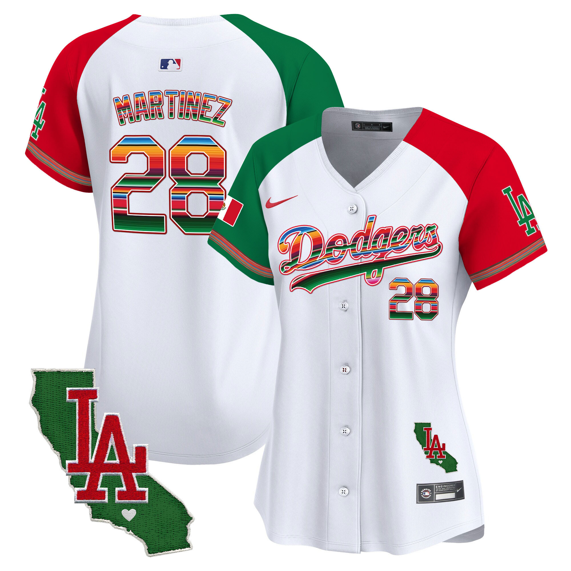 J.D. Martinez Women's Los Angeles Dodgers Mexico California Patch Vapor Premier Limited V2 Alternate Jersey - All Stitched