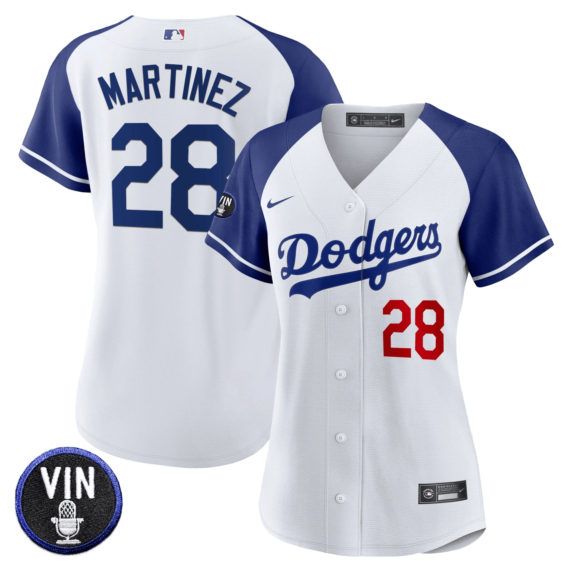 J.D. Martinez Women's Los Angeles Dodgers Vin Scully Patch Alternate White Jersey - All Stitched