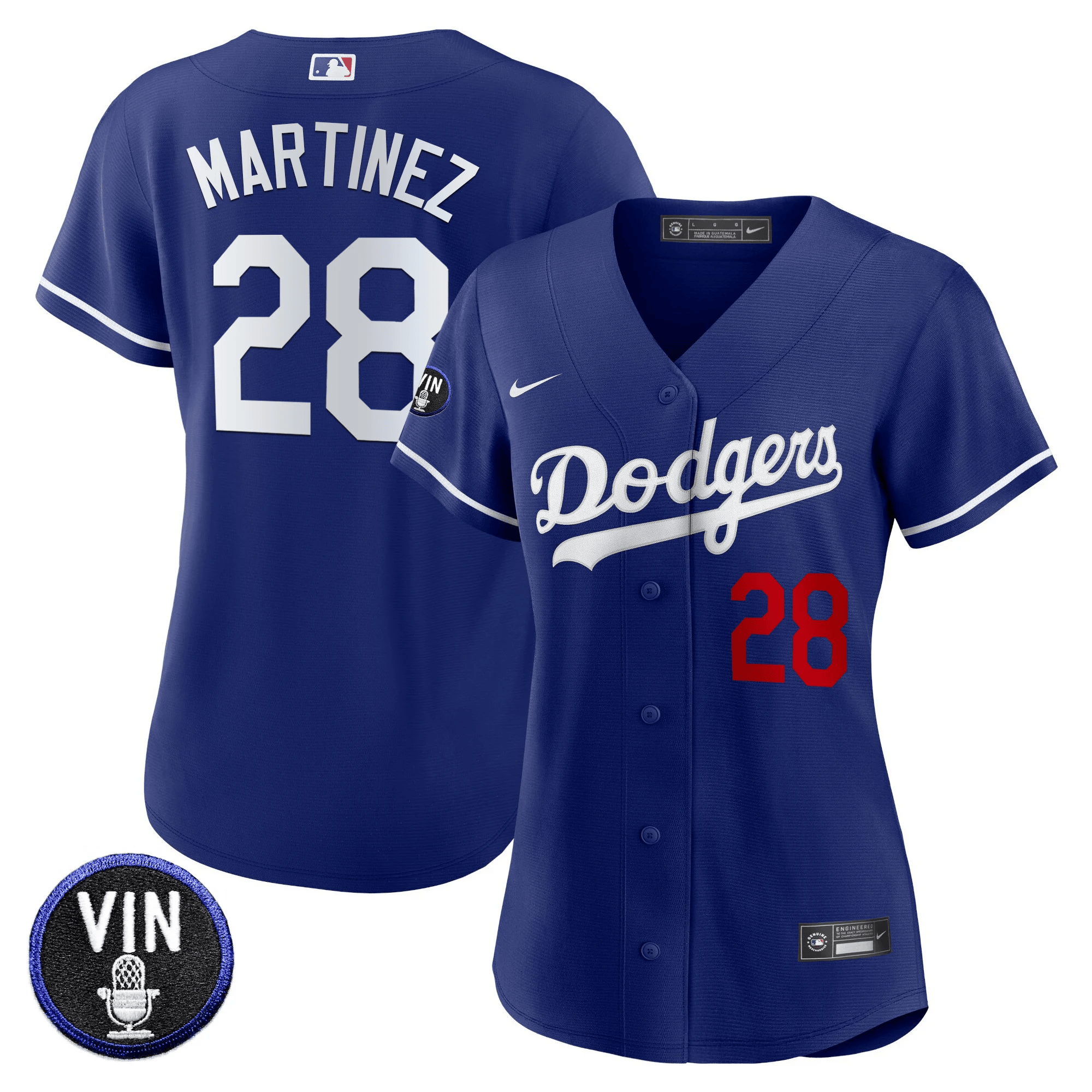 J.D. Martinez Women's Los Angeles Dodgers Vin Scully Patch Royal Jersey - All Stitched