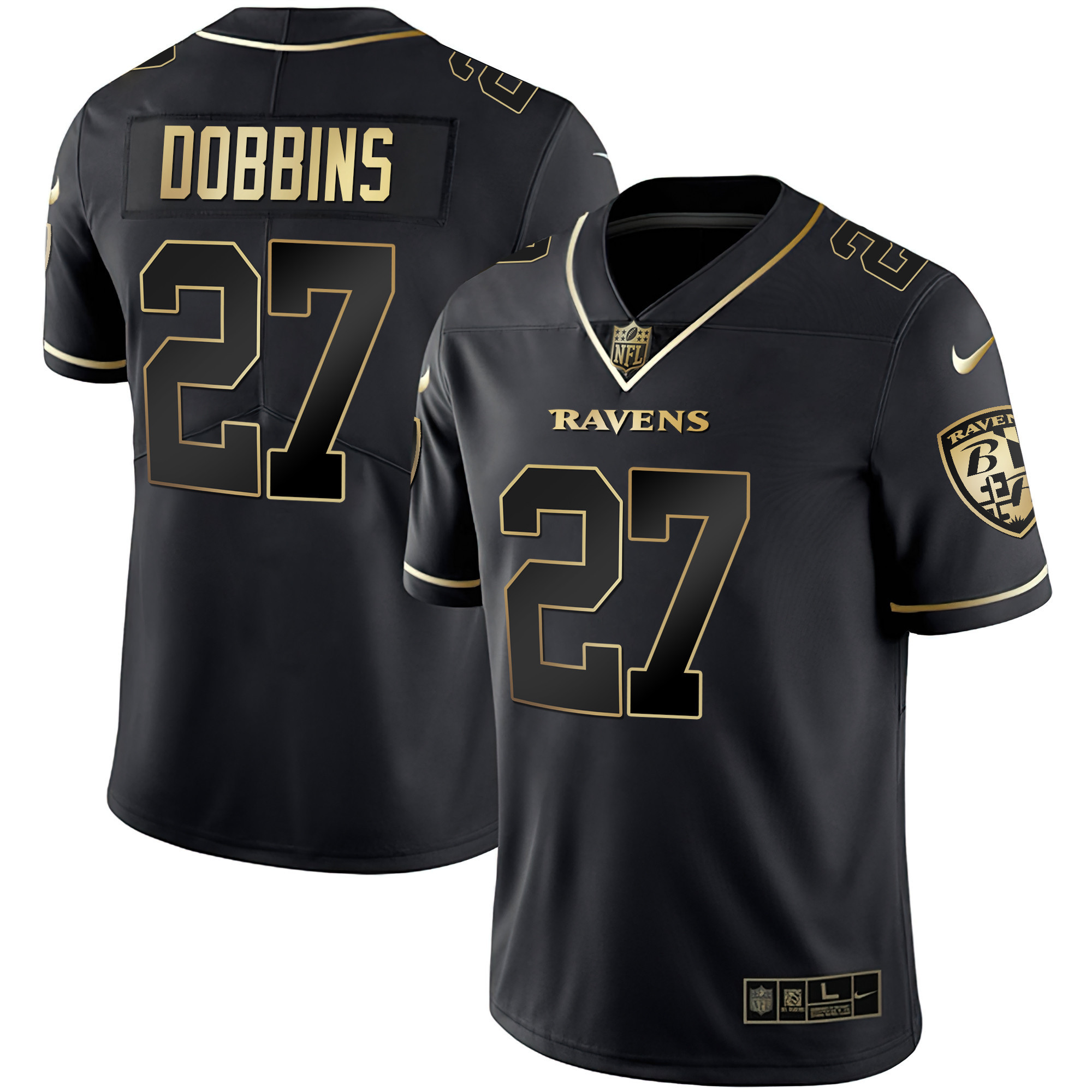 J.K. Dobbins Men's Baltimore Ravens Gold Vapor Black Gold Jersey All Stitched