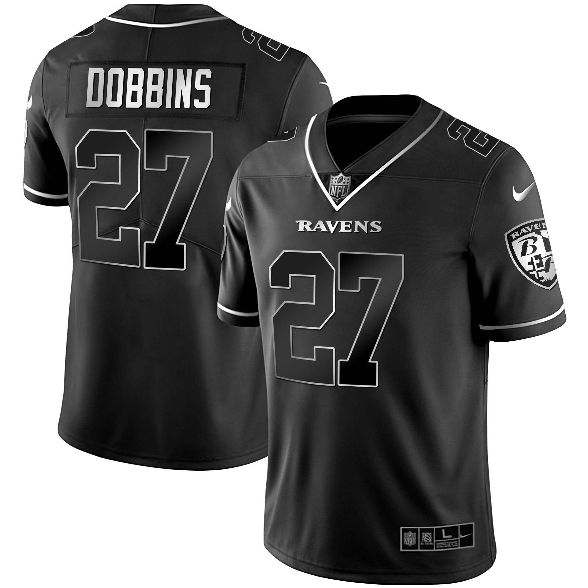 J.K. Dobbins Men's Baltimore Ravens Gold Vapor Black Silver Jersey All Stitched
