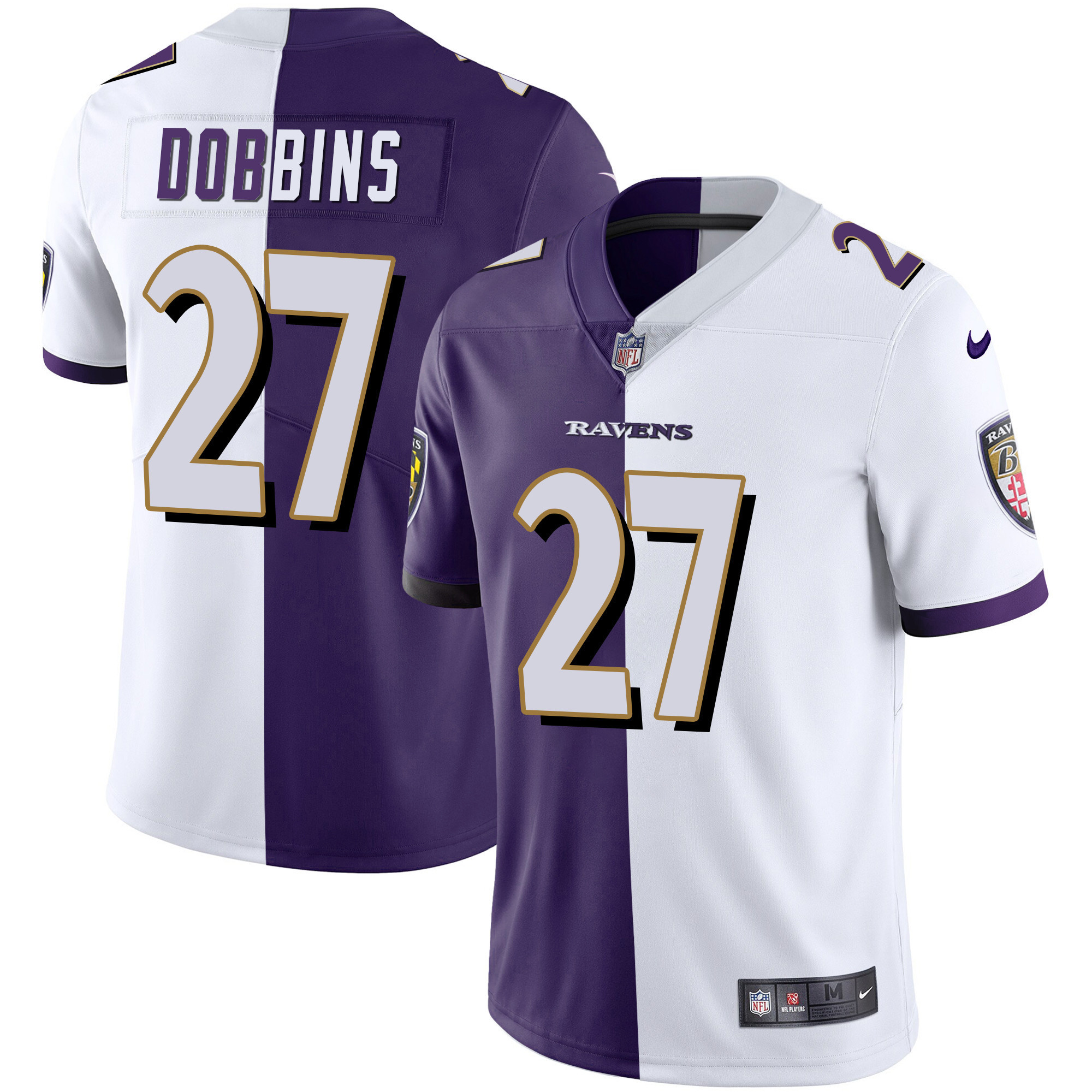 J.K. Dobbins Men's Baltimore Ravens Gold Vapor Split Jersey All Stitched