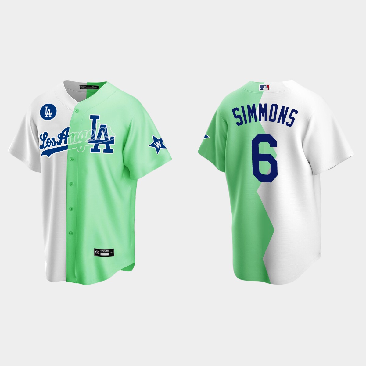 J.K. Simmons Los Angeles Dodgers 2022 Celebrity Softball Game Split Jersey - White Green