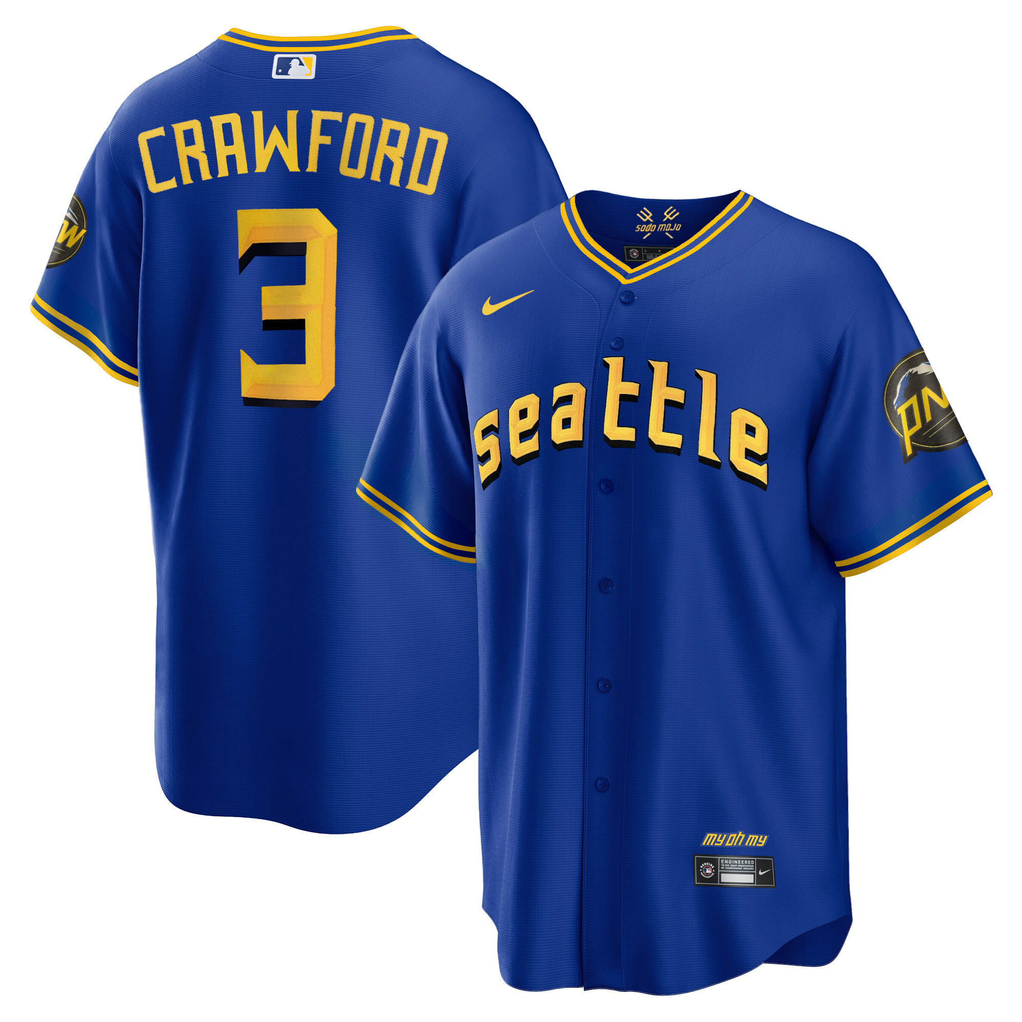 J.P. Crawford Men's Seattle Mariners 2023 City Connect Collection Cool Royal Jersey - All Stitched