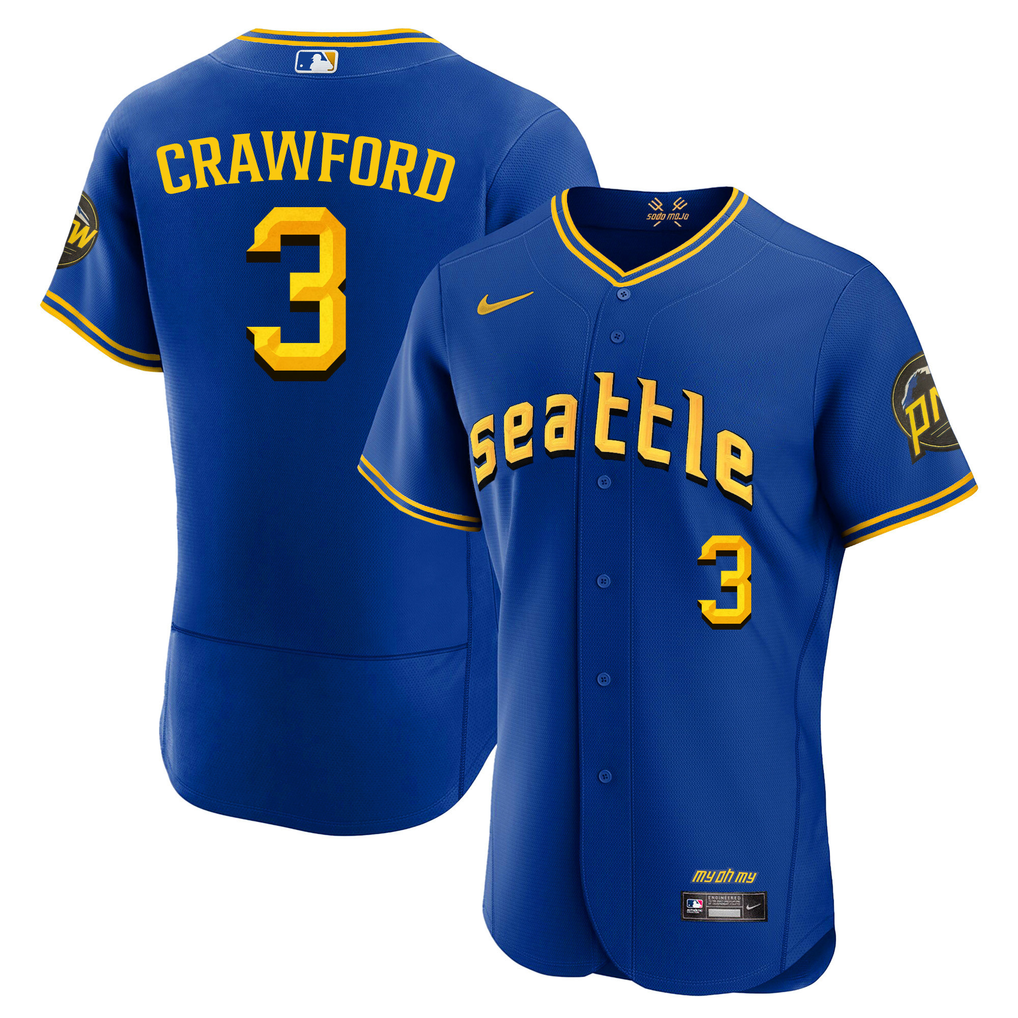 J.P. Crawford Men's Seattle Mariners 2023 City Connect Fan Made Edition Flex Base Jersey - All Stitched