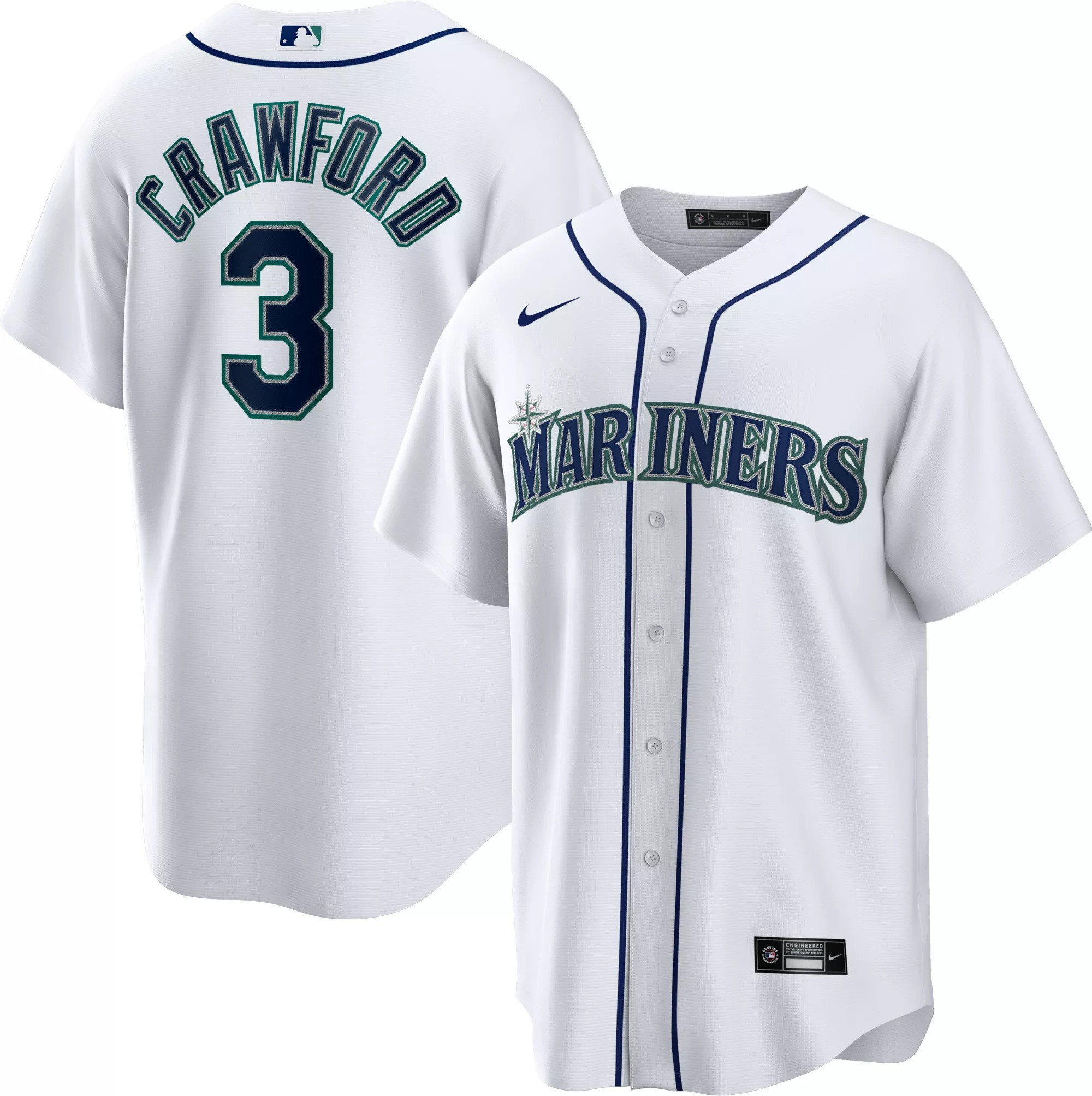 J.P. Crawford Seattle Mariners Cool Base - White Jersey - All Stitched