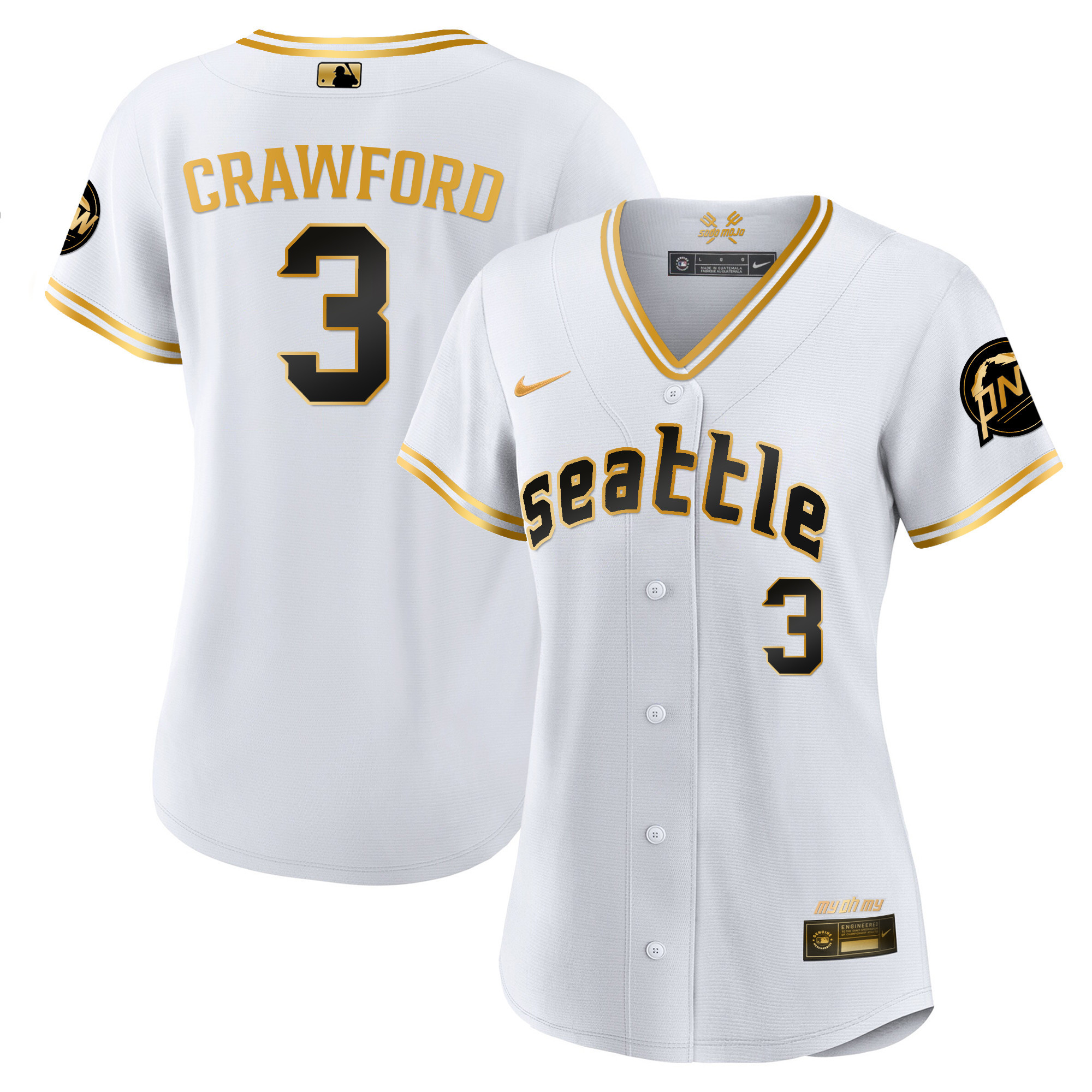 J.P. Crawford Women's Seattle Mariners 2023 City Connect Gold Fan Made White Gold Jersey - All Stitched
