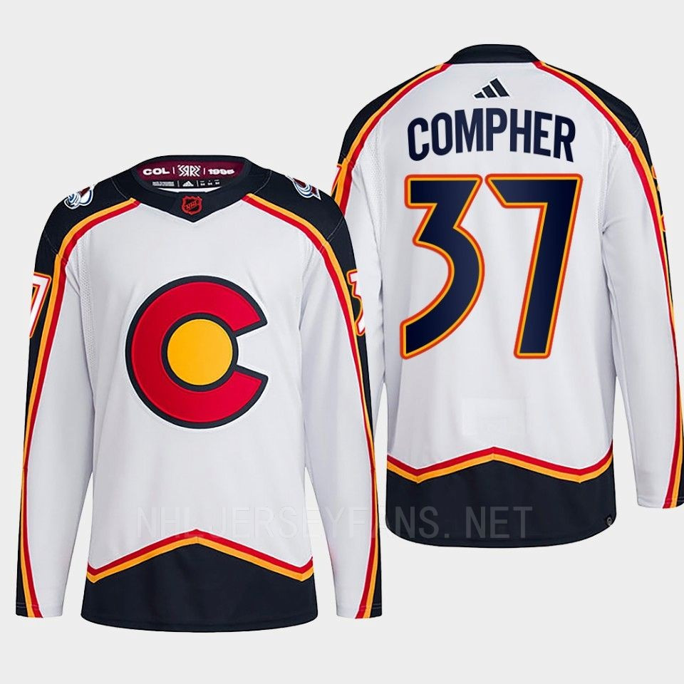 J.T. Compher 37 Reverse Retro 2.0 2022 Colorado Avalanche White Stitched Jersey Primegreen